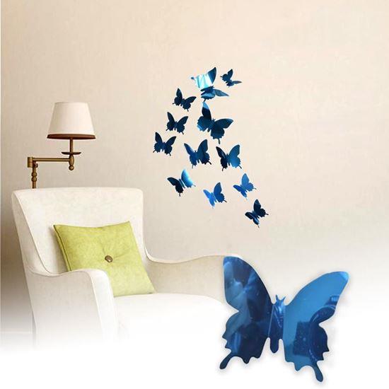 Imaginea din Oglindă decorativă fluturi 12 buc - albastru
