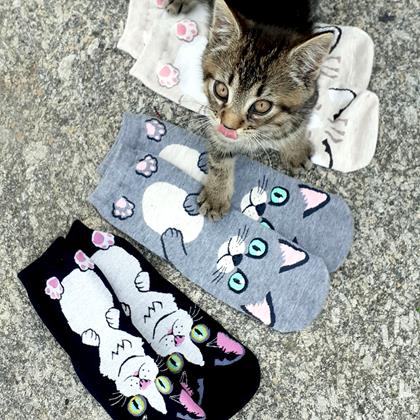 Imaginea din Șosete vesele cu pisicuță - gri