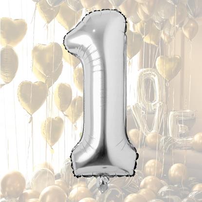 Imaginea Baloane maxi argintii cu cifre inflabile