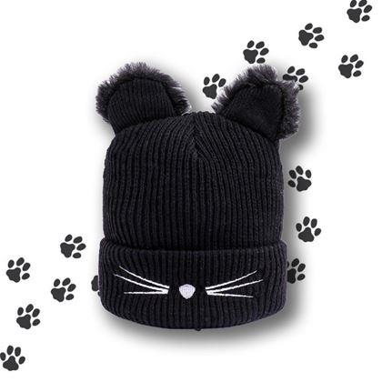 Imaginea din Căciulă cu imprimeu pisică - negru