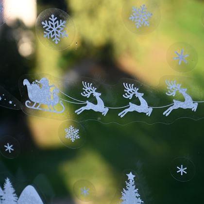 Imaginea din Etichete de Crăciun pentru geam - trăsură cu reni
