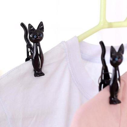 Imaginea din Cârlige pentru haine Pisică 4 buc - negre