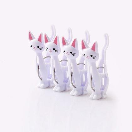 Imaginea din Cârlige pentru haine Pisică 4 buc - alb