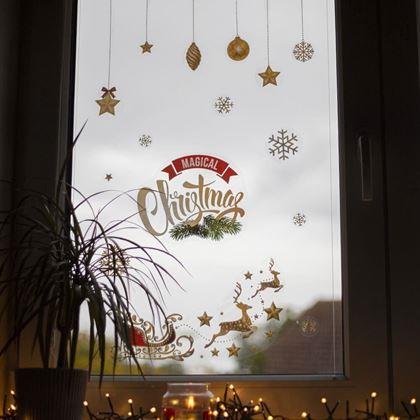 Imaginea din Etichete de Crăciun pentru fereastră - decorațiuni aurii
