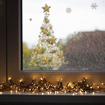 Imaginea din Etichete de Crăciun pentru fereastră - decorațiuni aurii