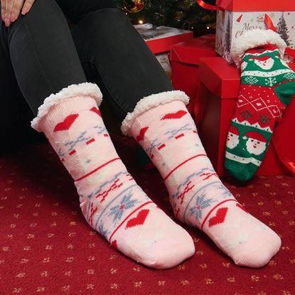 Imaginea Ciorapi termici de Crăciun cu blăniță