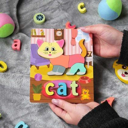 Imaginea din Puzzle limba engleză pentru cei mici - pisicuță