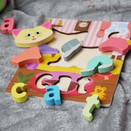 Imaginea din Puzzle limba engleză pentru cei mici - pisicuță