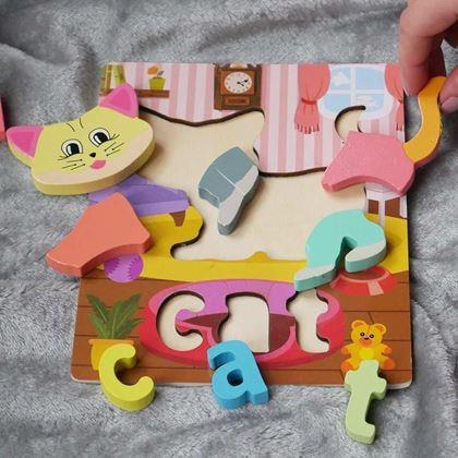Imaginea din Puzzle limba engleză pentru cei mici - pisicuță