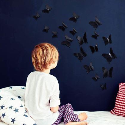 Imaginea din 3D fluturi de perete - negru