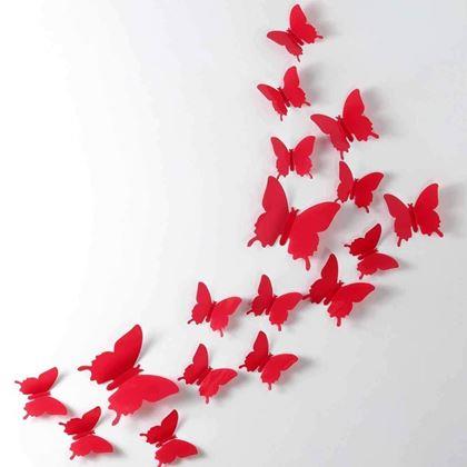 Imaginea din 3D fluturi de perete - roșu