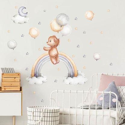 Imaginea Autocolante de perete - ursuleț cu baloane