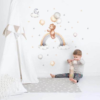 Imaginea din Autocolante de perete - ursuleț cu baloane