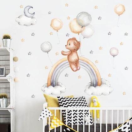 Imaginea din Autocolante de perete - ursuleț cu baloane