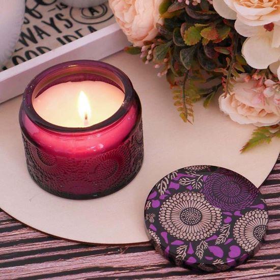 Imaginea din Lumanare parfumată în sticlă - violet, aromă de flori