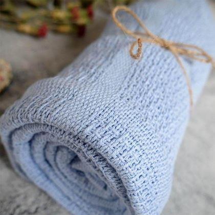 Imaginea din Pătură tricotată din bumbac 180x230 cm - albastru