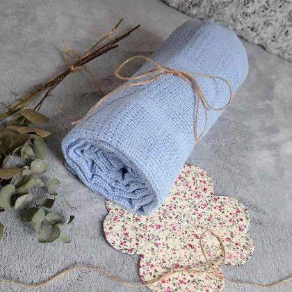Imaginea din Pătură tricotată din bumbac 100x150 cm - albastru
