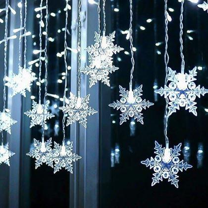 Imaginea din Lanțul luminos suspendat cu fulgi de zăpadă - lumină rece