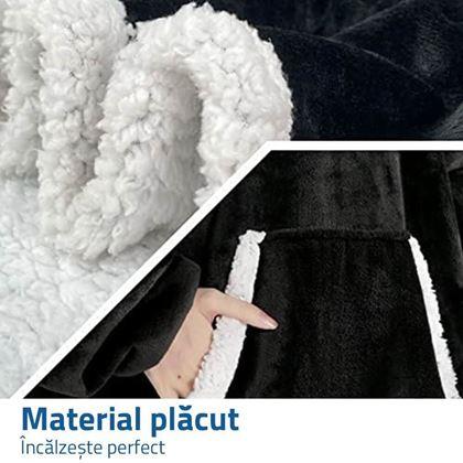 Imaginea din Pătură cu mâneci confortabilă - neagră