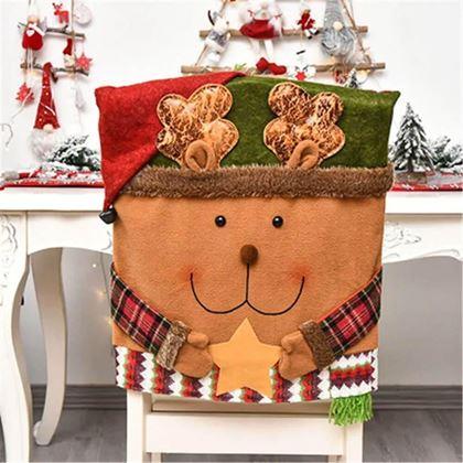 Imaginea din Husă de Crăciun pentru scaun - ursuleț cu căciulă de ren