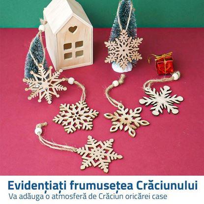 Imaginea Set de 6 ornamente de Crăciun din lemn - fulgi de zăpadă