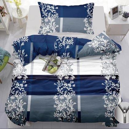 Imaginea din Lenjerie de pat din bumbac - albastru cu ornamente