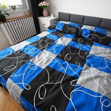 Imaginea din Lenjerie de pat din bumbac - model abstract albastru