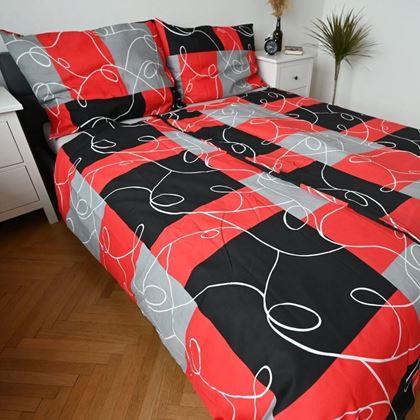 Imaginea din Lenjerie de pat din bumbac - model abstract roșu