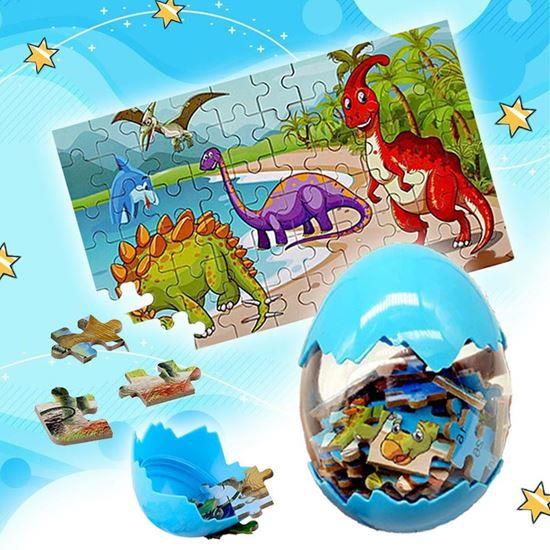 Imaginea din Puzzle cu dinozauri - albastru