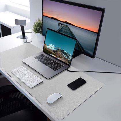 Imaginea din Saltea premium din piele ecologică pentru mouse și tastatură 80x40 cm - gri deschis