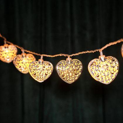 Imaginea din Ghirlandă LED luminoasă - inimi de metal
