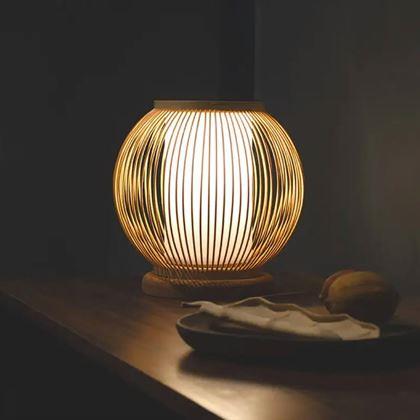 Imaginea din Lampă de masă din bambus cu bec LED