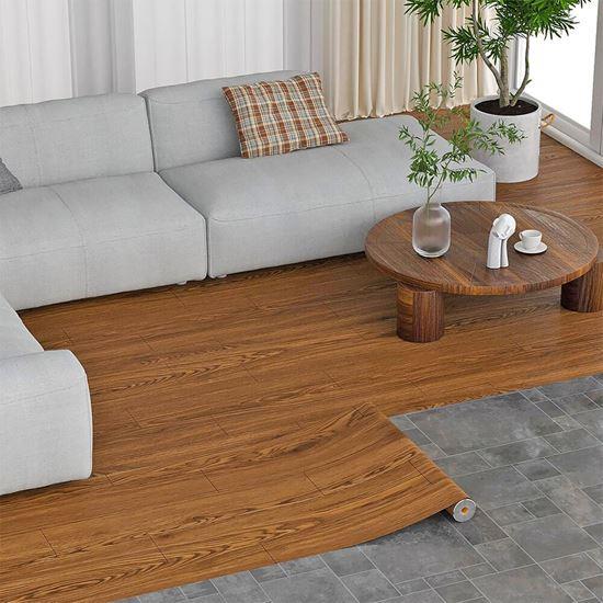 Imaginea din Podea autocolantă 200x60 cm - lemn închis la culoare