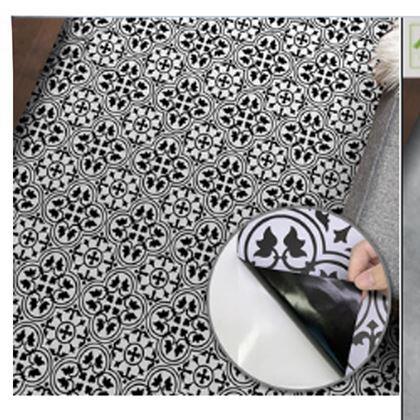 Imaginea din Folie autocolantă pentru mobilier și podea 3m - ornament alb-negru
