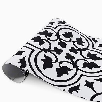 Imaginea din Folie autocolantă pentru mobilier și podea 3m - ornament alb-negru