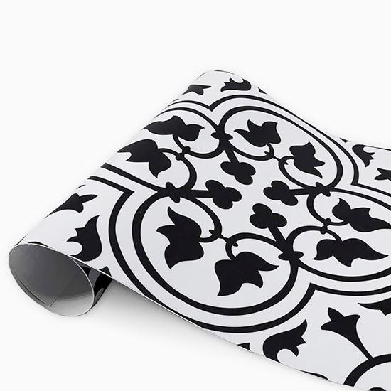 Imaginea din Folie autocolantă pentru mobilier și podea 3m - ornament alb-negru