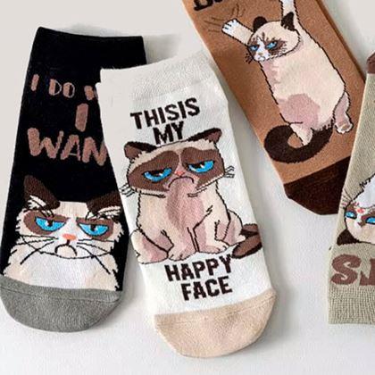 Imaginea din Șosete vesele pisică supărată - alb