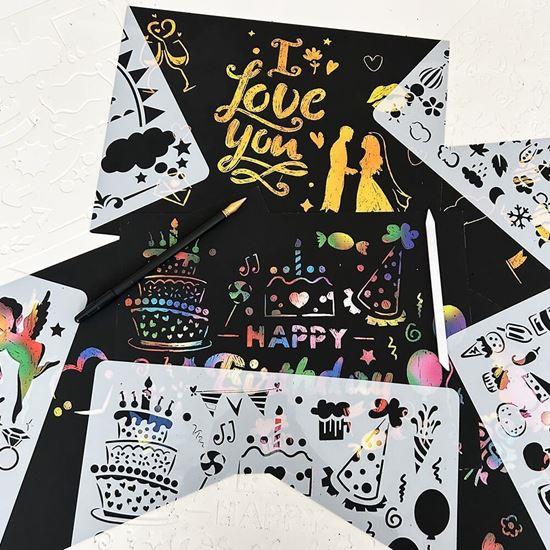 Imaginea din 5 șabloane de zgâriere format A4 + 2 stilouri