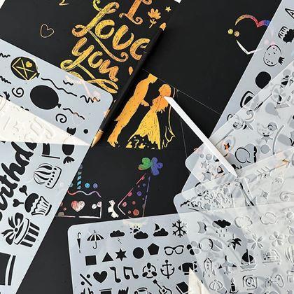 Imaginea din 5 șabloane de zgâriere format A4 + 2 stilouri