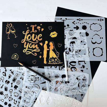 Imaginea din 5 șabloane de zgâriere format A4 + 2 stilouri