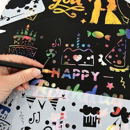 Imaginea din 5 șabloane de zgâriere format A4 + 2 stilouri