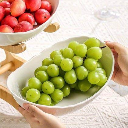 Imaginea din Stand din lemn cu două etaje, cu boluri pentru fructe și alimente
