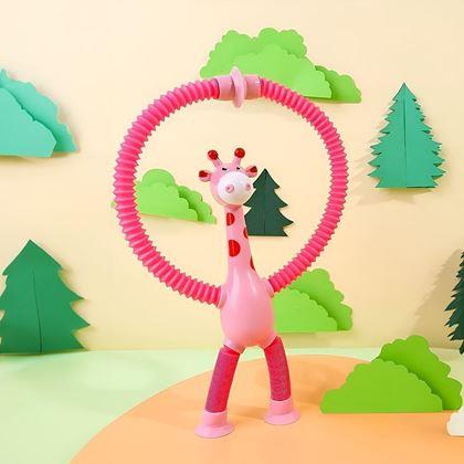 Imaginea din Jucărie  -  girafă extensibilă în culori roz