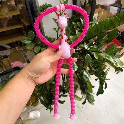 Imaginea din Jucărie  -  girafă extensibilă în culori roz