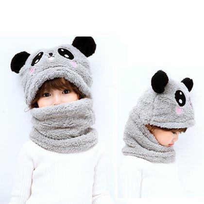 Imaginea din Căciulă cu guler tip ursuleț, cu urechi -  gri