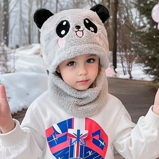 Imaginea din Căciulă cu guler tip ursuleț, cu urechi -  gri