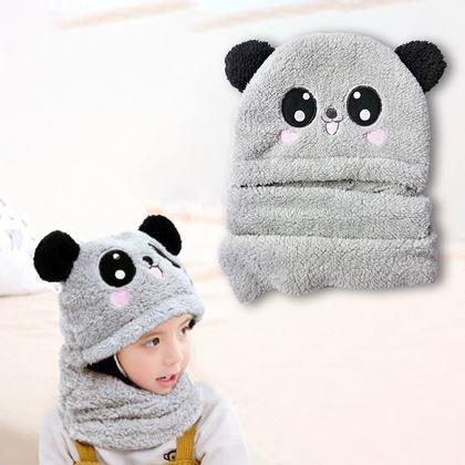 Imaginea din Căciulă cu guler tip ursuleț, cu urechi -  gri