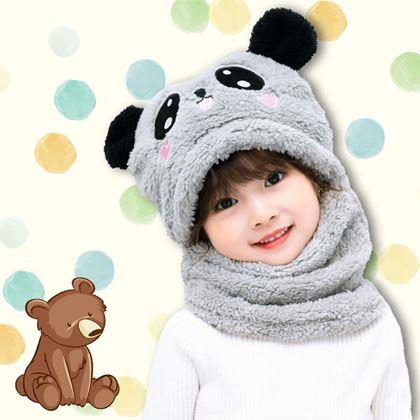 Imaginea din Căciulă cu guler tip ursuleț, cu urechi -  gri