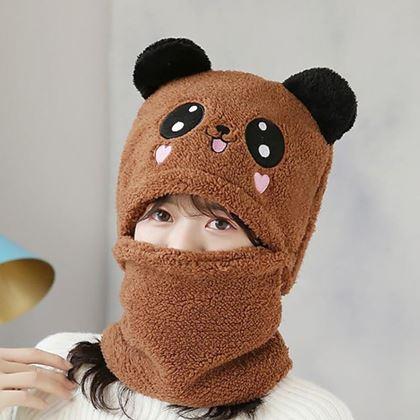 Imaginea din Căciulă cu guler tip ursuleț, cu urechi -  maro