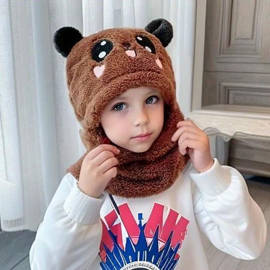 Imaginea din Căciulă cu guler tip ursuleț, cu urechi -  maro